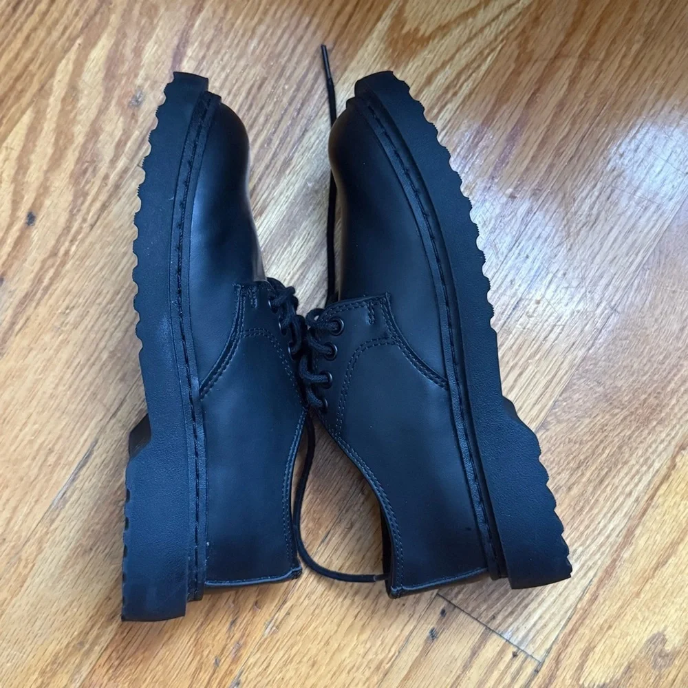 Zara Black Round Toe Oxfords Boys Dress Platform Lace up Shoes EU 31/13.5